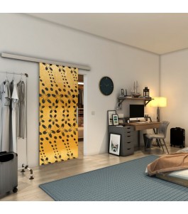 Glasschiebetür SLIM-LINE - Fineprint Model 203 Gold auf Grauglas