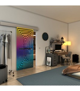 Glasschiebetür ECO-LINE - Fineprint Model 014 Verlauf auf Grauglas