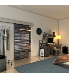 Glasschiebetür ECO-LINE - Fineprint Model 019 Weiss auf Grauglas