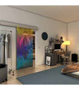 Glasschiebetür ECO-LINE - Fineprint Model 048 Verlauf auf Grauglas