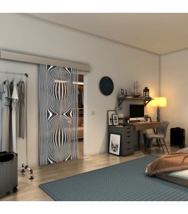Glasschiebetür ECO-LINE - Fineprint Model 058 Weiss auf Grauglas