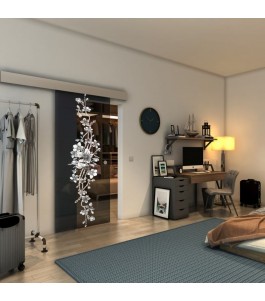 Glasschiebetür ECO-LINE - Fineprint Model 085 Weiss auf Grauglas
