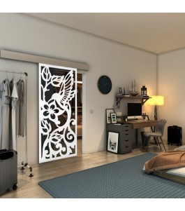 Glasschiebetür ECO-LINE - Fineprint Model 112 Weiss auf Grauglas