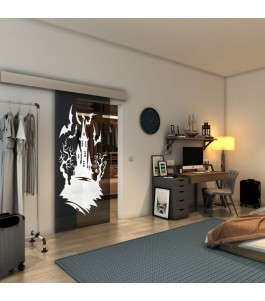 Glasschiebetür ECO-LINE - Fineprint Model 114 Weiss auf Grauglas