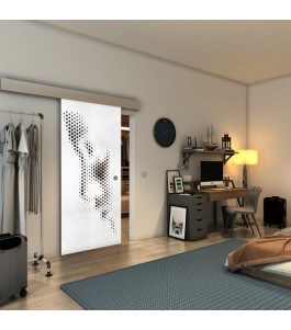Glasschiebetür ECO-LINE - Fineprint Model 120 Weiss auf Grauglas