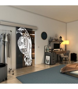Glasschiebetür ECO-LINE - Fineprint Model 122 Weiss auf Grauglas