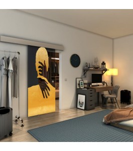 Glasschiebetür ECO-LINE - Fineprint Model 124 Gold auf Grauglas