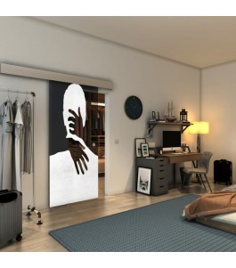 Glasschiebetür ECO-LINE - Fineprint Model 124 Weiss auf Grauglas
