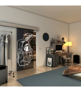 Glasschiebetür ECO-LINE - Fineprint Model 126 Weiss auf Grauglas