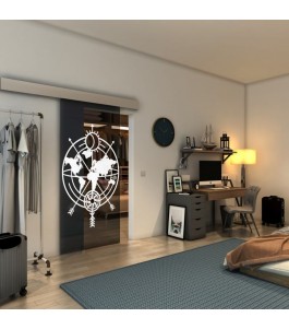Glasschiebetür ECO-LINE - Fineprint Model 127 Weiss auf Grauglas