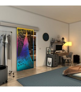 Glasschiebetür ECO-LINE - Fineprint Model 132 Verlauf auf Grauglas