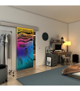 Glasschiebetür ECO-LINE - Fineprint Model 133 Verlauf auf Grauglas