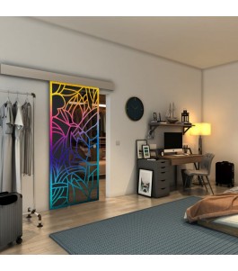 Glasschiebetür ECO-LINE - Fineprint Model 148 Verlauf auf Grauglas