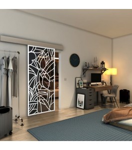 Glasschiebetür ECO-LINE - Fineprint Model 148 Weiss auf Grauglas