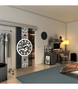 Glasschiebetür ECO-LINE - Fineprint Model 151 Weiss auf Grauglas
