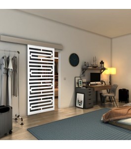 Glasschiebetür ECO-LINE - Fineprint Model 153 Weiss auf Grauglas