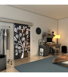 Glasschiebetür ECO-LINE - Fineprint Model 159 Weiss auf Grauglas