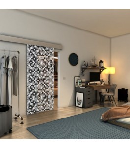 Glasschiebetür ECO-LINE - Fineprint Model 160 Weiss auf Grauglas