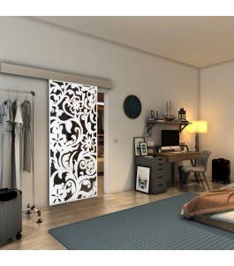 Glasschiebetür ECO-LINE - Fineprint Model 170 Weiss auf Grauglas