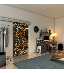 Glasschiebetür ECO-LINE - Fineprint Model 171 Gold auf Grauglas