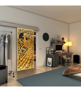 Glasschiebetür ECO-LINE - Fineprint Model 172 Gold auf Grauglas