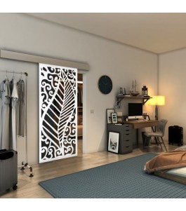 Glasschiebetür ECO-LINE - Fineprint Model 173 Weiss auf Grauglas