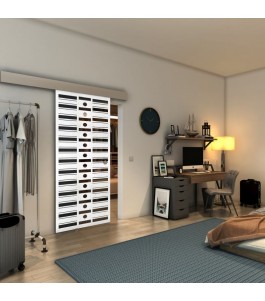 Glasschiebetür ECO-LINE - Fineprint Model 174 Weiss auf Grauglas