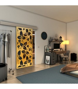 Glasschiebetür ECO-LINE - Fineprint Model 175 Gold auf Grauglas