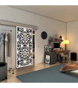 Glasschiebetür ECO-LINE - Fineprint Model 178 Weiss auf Grauglas