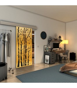 Glasschiebetür ECO-LINE - Fineprint Model 182 Gold auf Grauglas