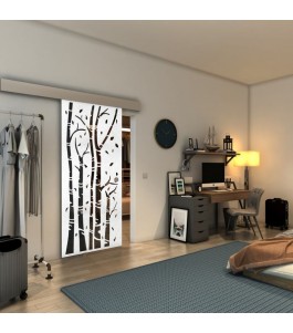 Glasschiebetür ECO-LINE - Fineprint Model 182 Weiss auf Grauglas