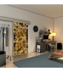 Glasschiebetür ECO-LINE - Fineprint Model 184 Gold auf Grauglas