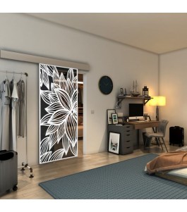 Glasschiebetür ECO-LINE - Fineprint Model 184 Weiss auf Grauglas