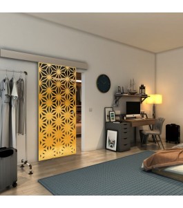 Glasschiebetür ECO-LINE - Fineprint Model 187 Gold auf Grauglas