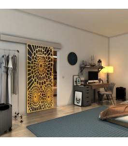 Glasschiebetür ECO-LINE - Fineprint Model 188 Gold auf Grauglas