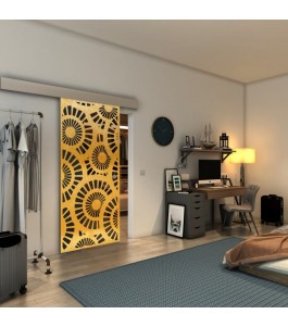 Glasschiebetür ECO-LINE - Fineprint Model 191 Gold auf Grauglas
