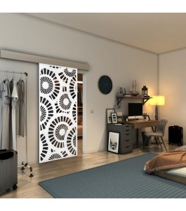 Glasschiebetür ECO-LINE - Fineprint Model 191 Weiss auf Grauglas