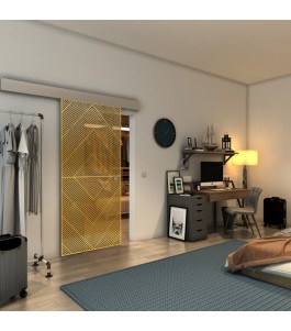 Glasschiebetür ECO-LINE - Fineprint Model 194 Gold auf Grauglas