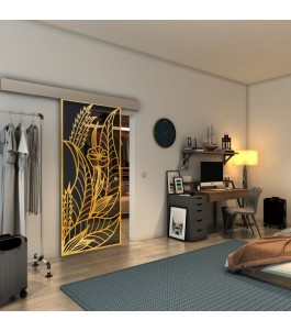 Glasschiebetür ECO-LINE - Fineprint Model 195 Gold auf Grauglas