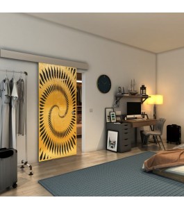 Glasschiebetür ECO-LINE - Fineprint Model 197 Gold auf Grauglas