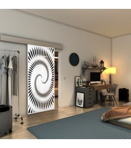 Glasschiebetür ECO-LINE - Fineprint Model 197 Weiss auf Grauglas