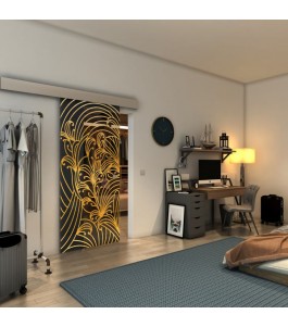 Glasschiebetür ECO-LINE - Fineprint Model 200 Gold auf Grauglas