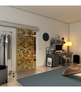Glasschiebetür ECO-LINE - Fineprint Model 201 Gold auf Grauglas