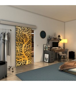 Glasschiebetür ECO-LINE - Fineprint Model 202 Gold auf Grauglas
