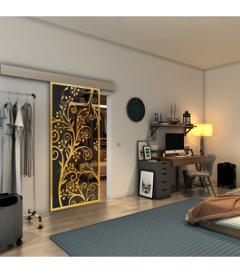 Glasschiebetür ECO-LINE - Fineprint Model 204 Gold auf Grauglas