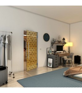 Pendeltür - Fineprint Model 001 Gold auf Grauglas