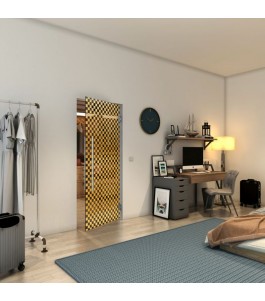 Pendeltür - Fineprint Model 004 Gold auf Grauglas