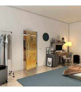 Pendeltür - Fineprint Model 015 Gold auf Grauglas