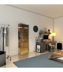 Pendeltür - Fineprint Model 038 Gold auf Grauglas