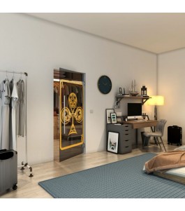 Pendeltür - Fineprint Model 135 Gold auf Grauglas